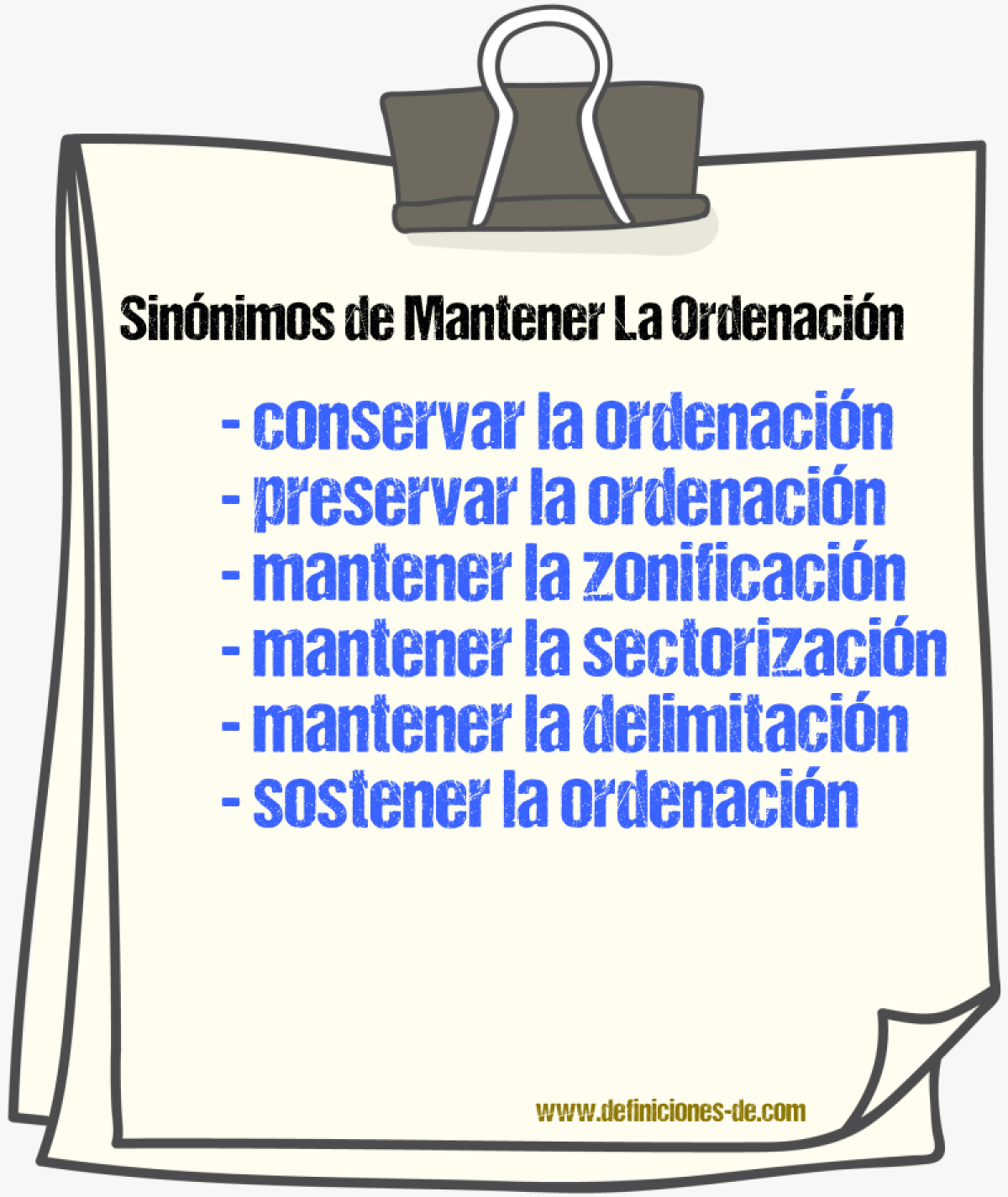 Sinónimos de mantener la ordenación