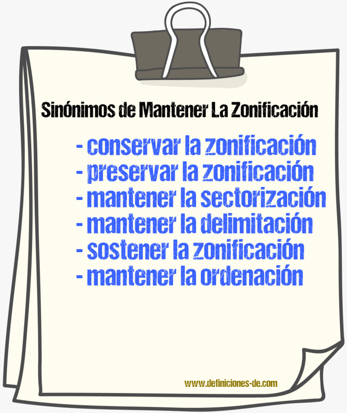 Sinónimos de mantener la zonificación