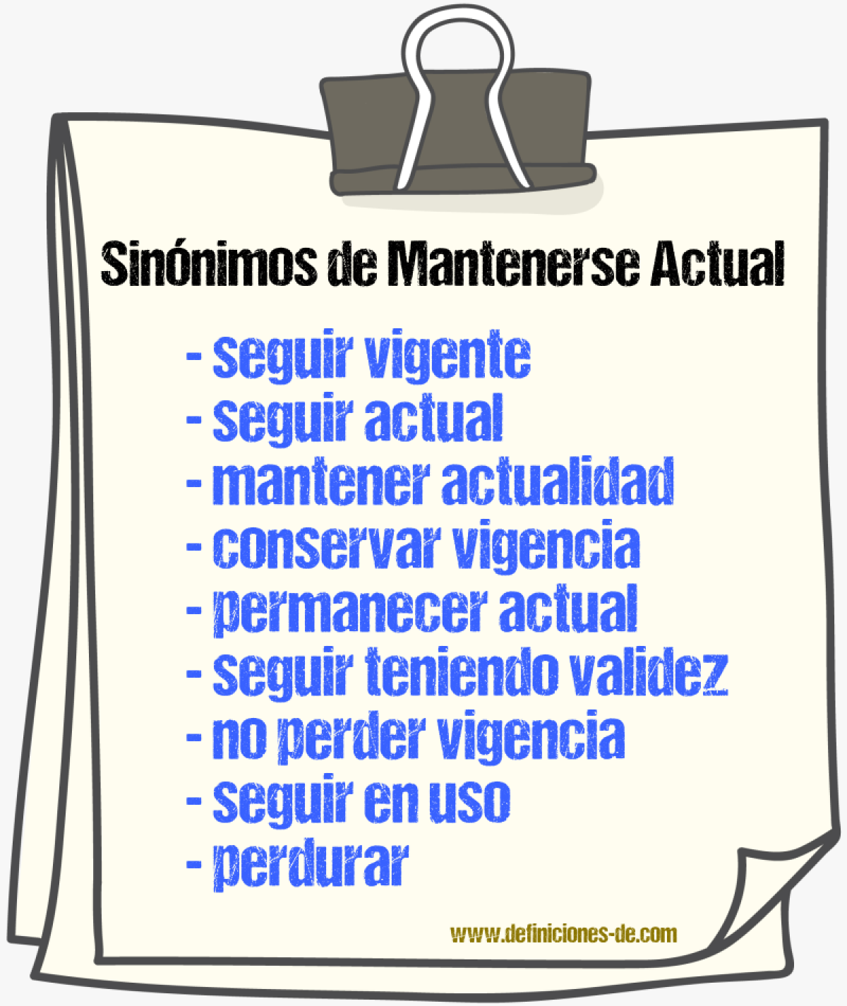 Sinónimos de mantenerse actual