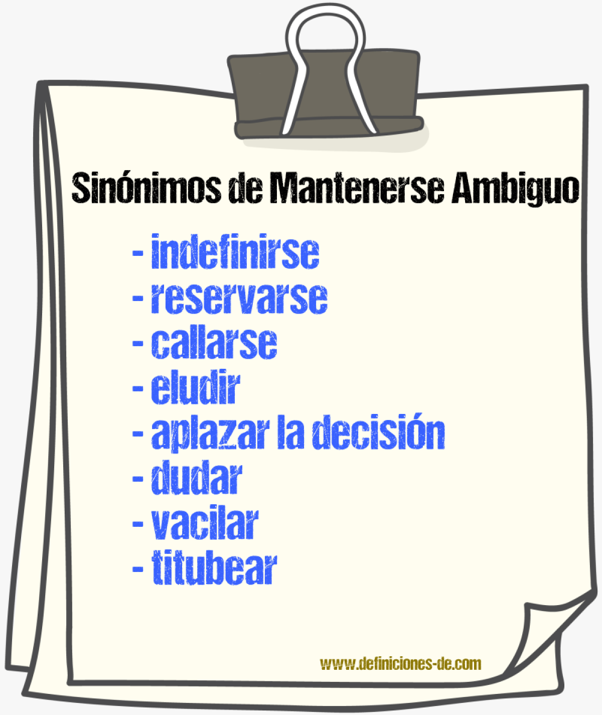 Sinónimos de mantenerse ambiguo