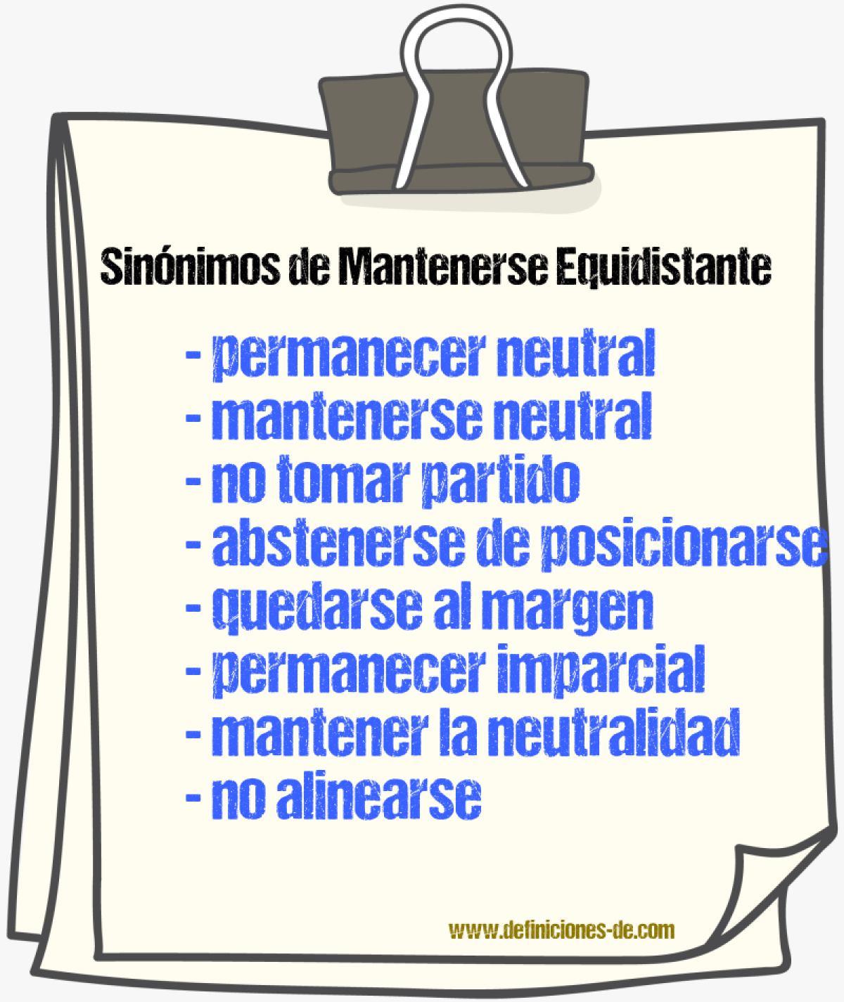 Sinónimos de mantenerse equidistante