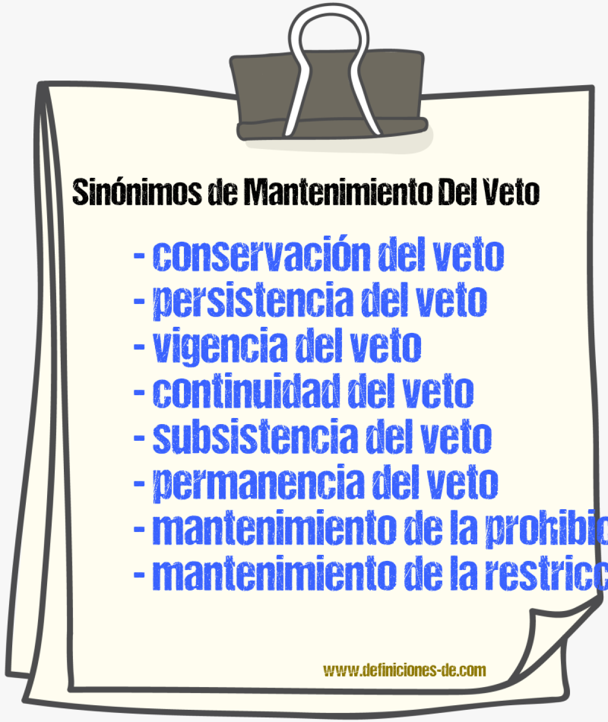 Sinónimos de mantenimiento del veto