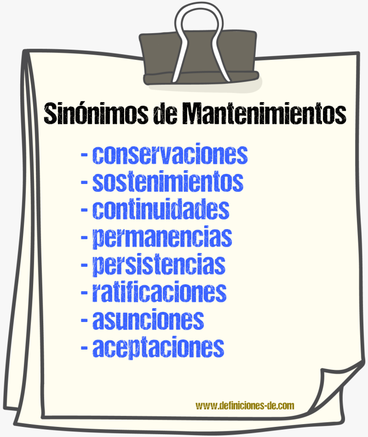 Sinónimos de mantenimientos