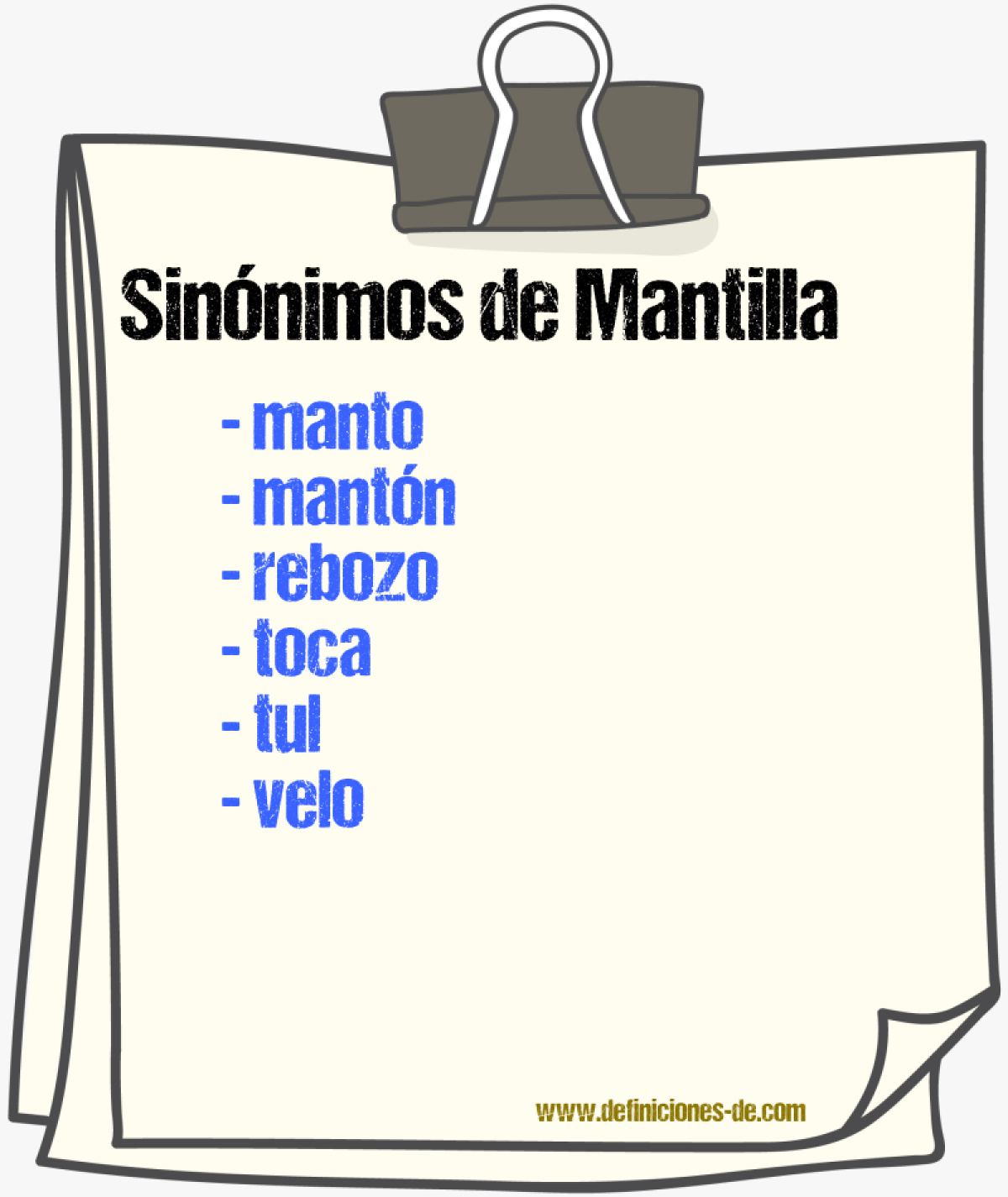 Sinnimos de mantilla