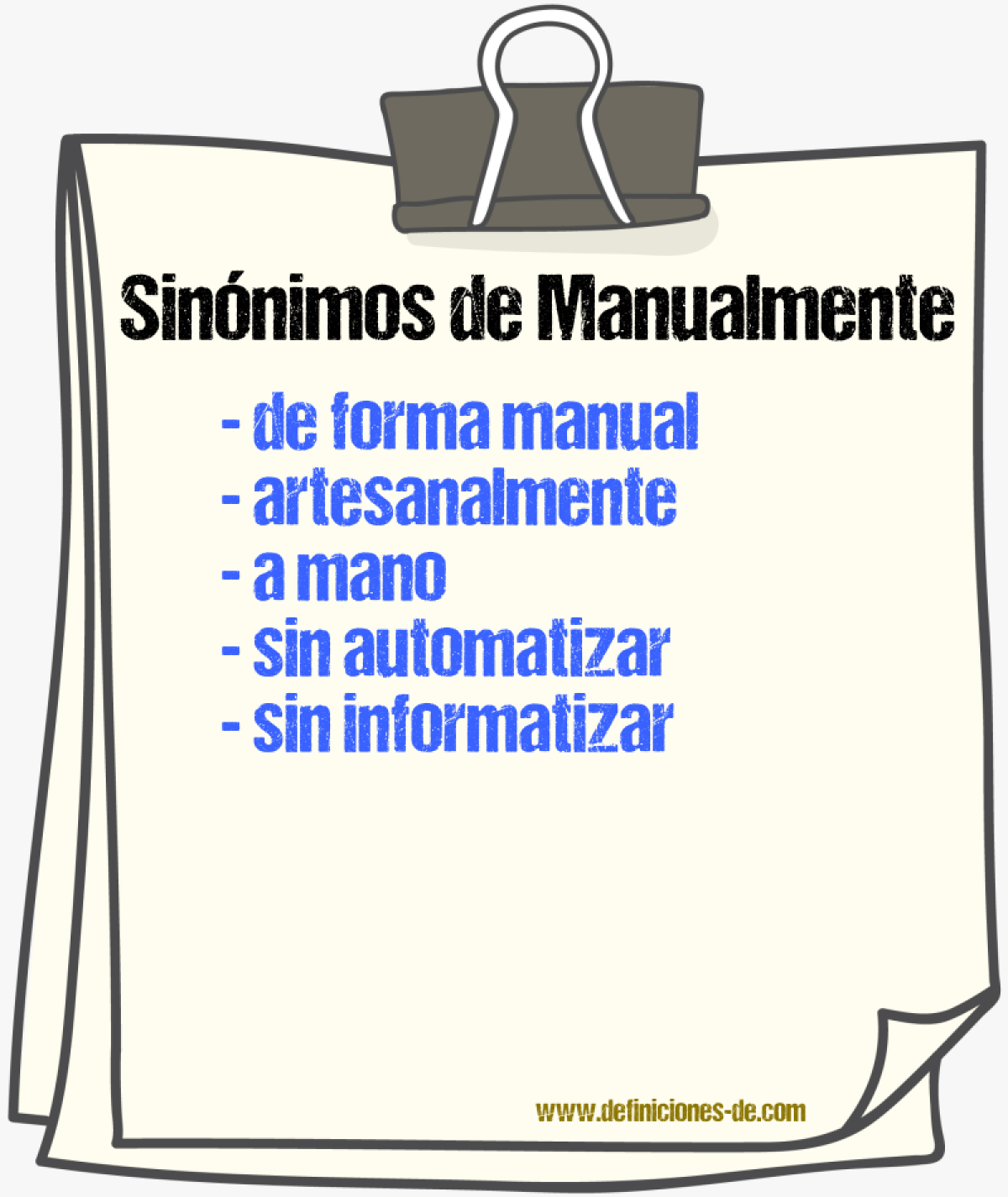 Sinónimos de manualmente