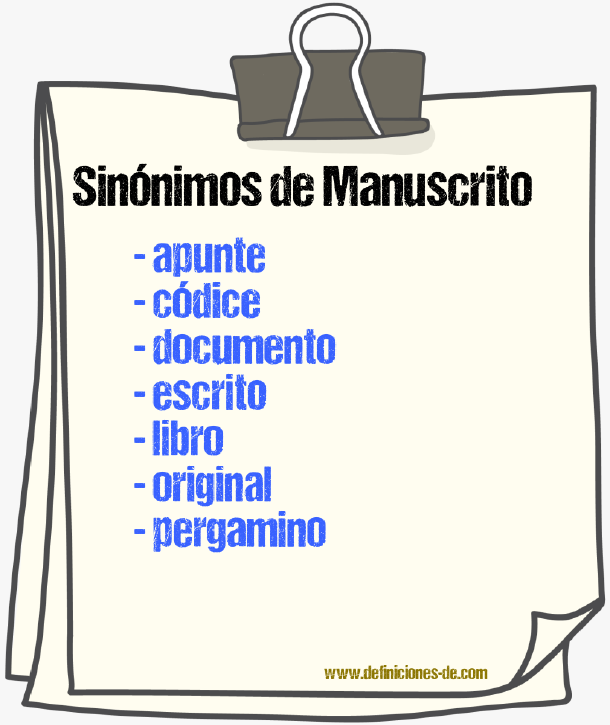 Sinónimos de manuscrito