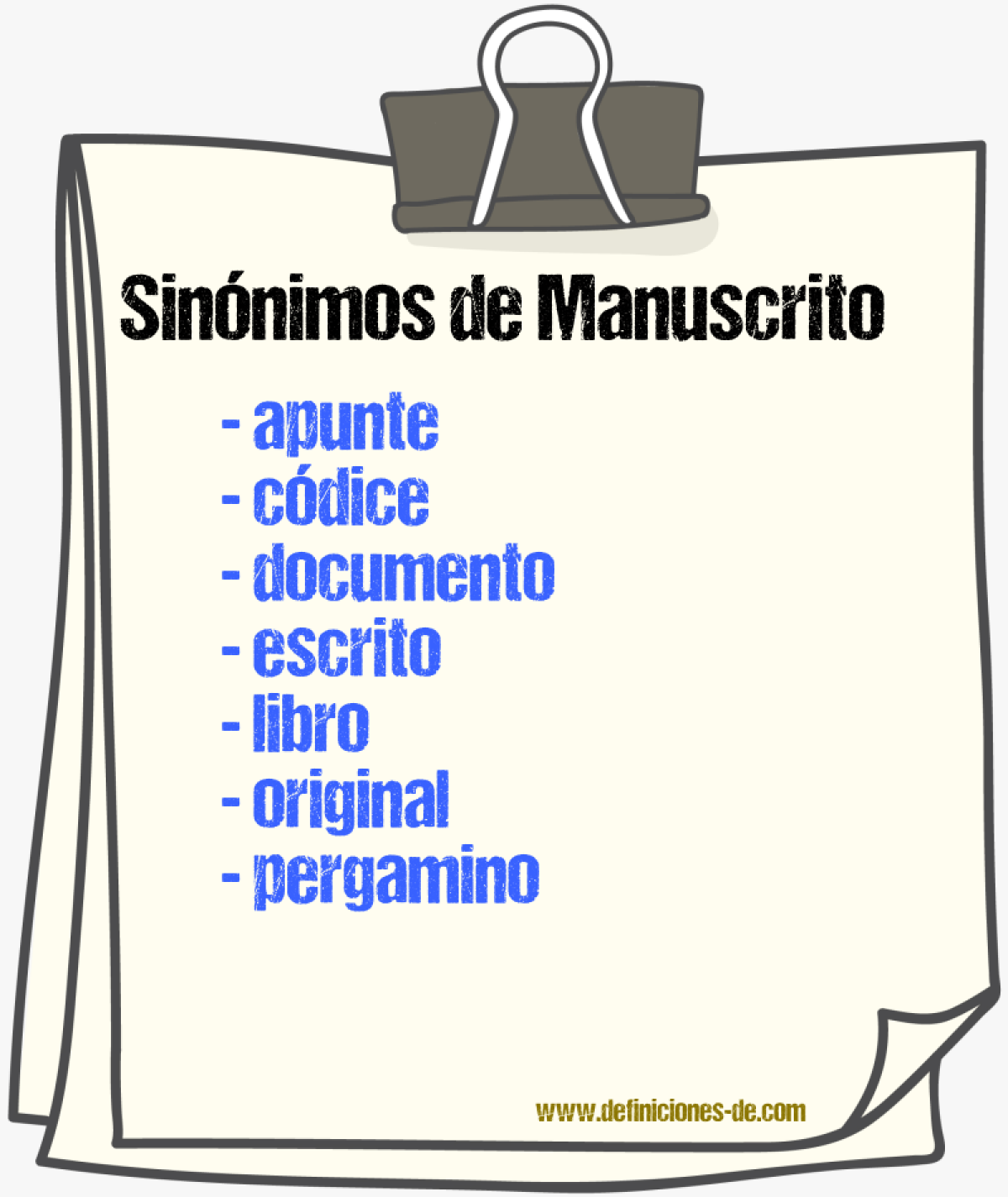 Sinnimos de manuscrito