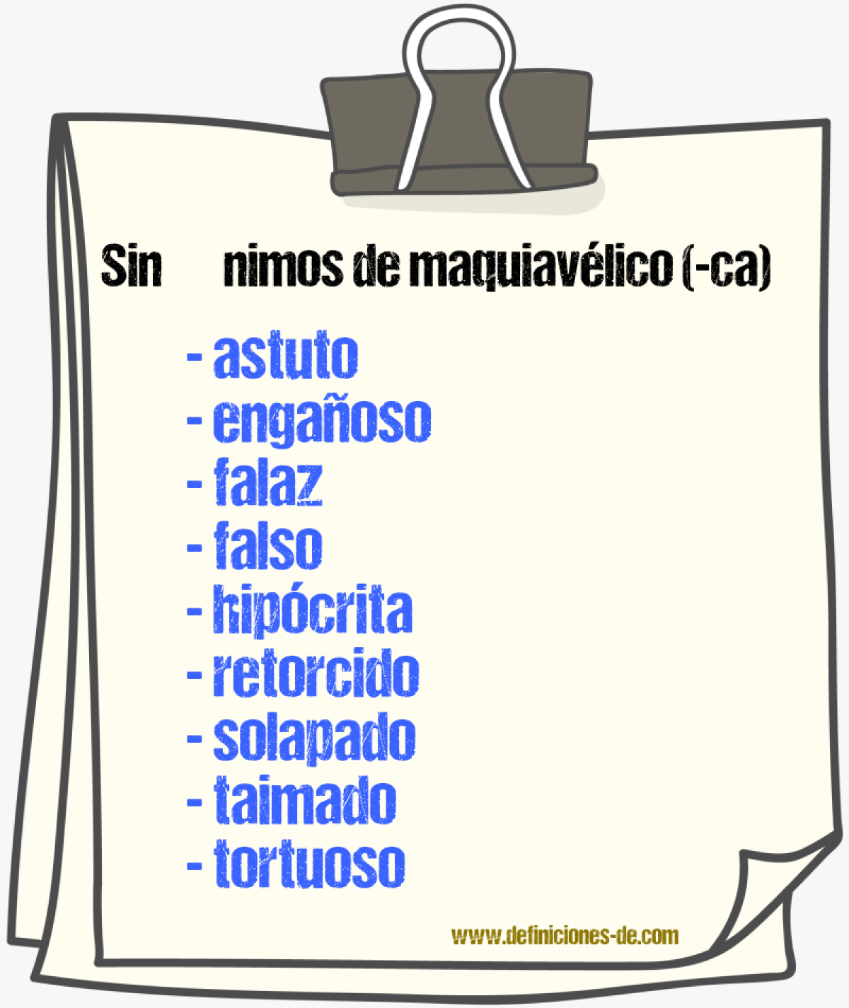 Sinnimos de maquiavlico