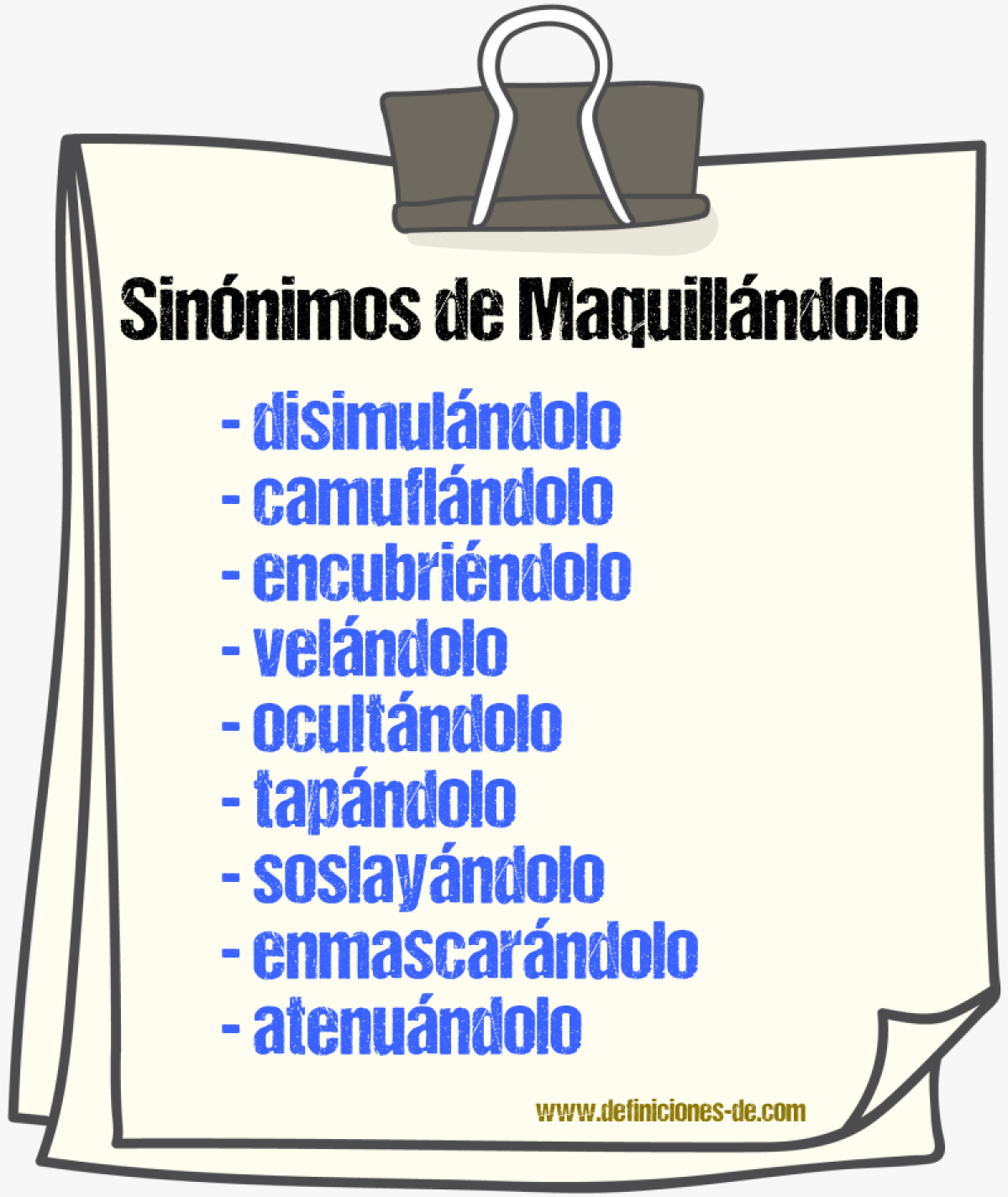 Sinónimos de maquillándolo