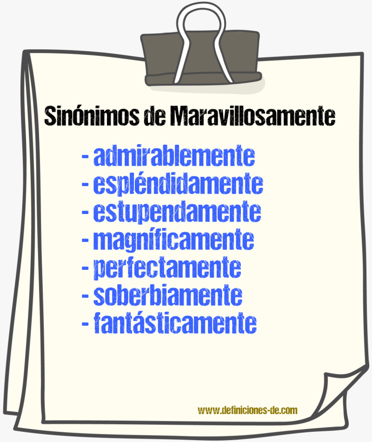 Sinnimos de maravillosamente