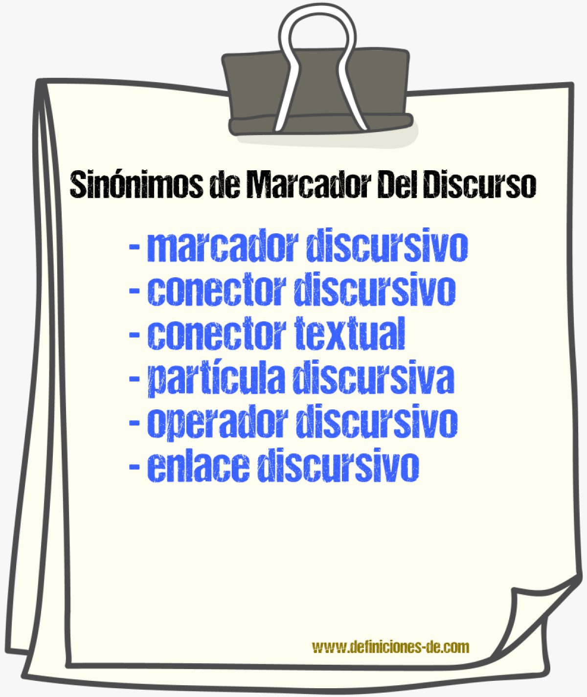 Sinónimos de marcador del discurso