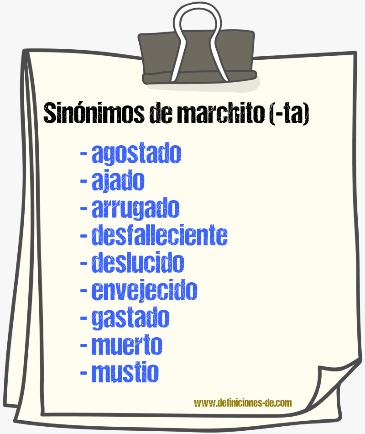 Sinnimos de marchito