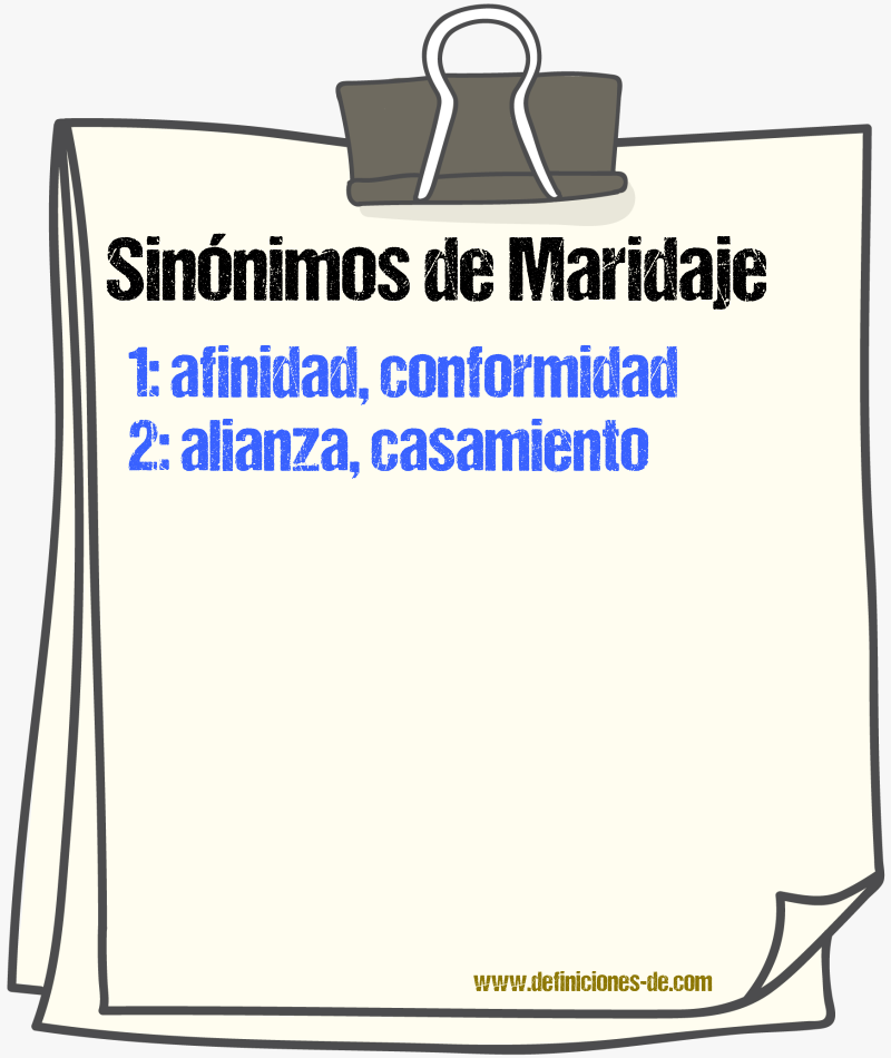 Sinnimos de maridaje