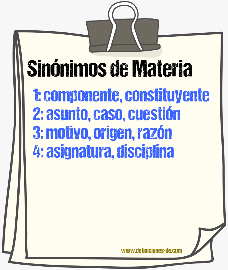 Sinnimos de materia