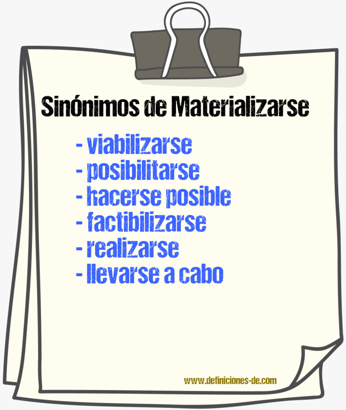 Sinónimos de materializarse