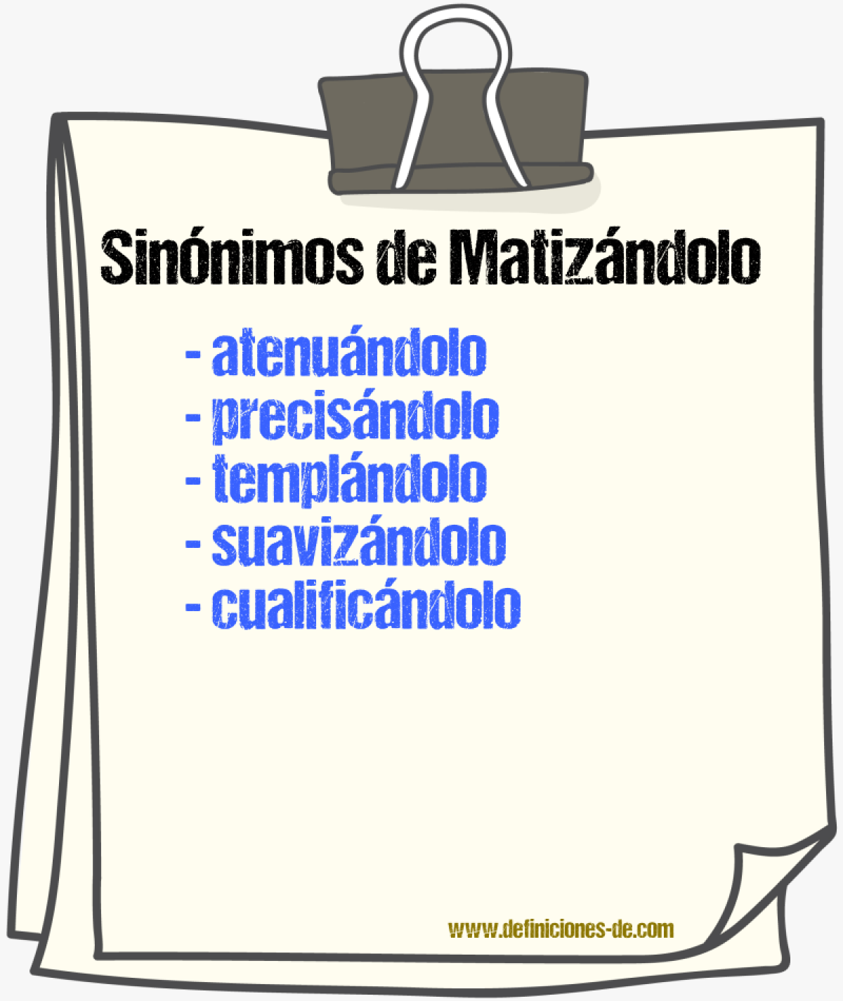 Sinónimos de matizándolo