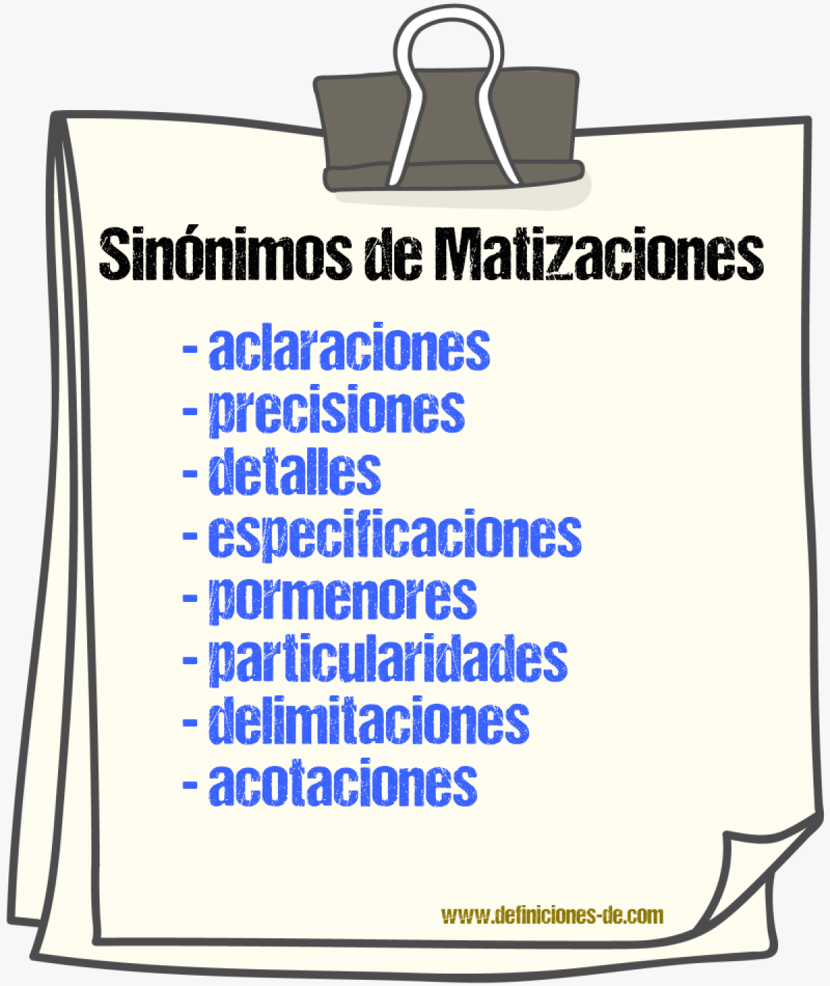 Sinónimos de matizaciones