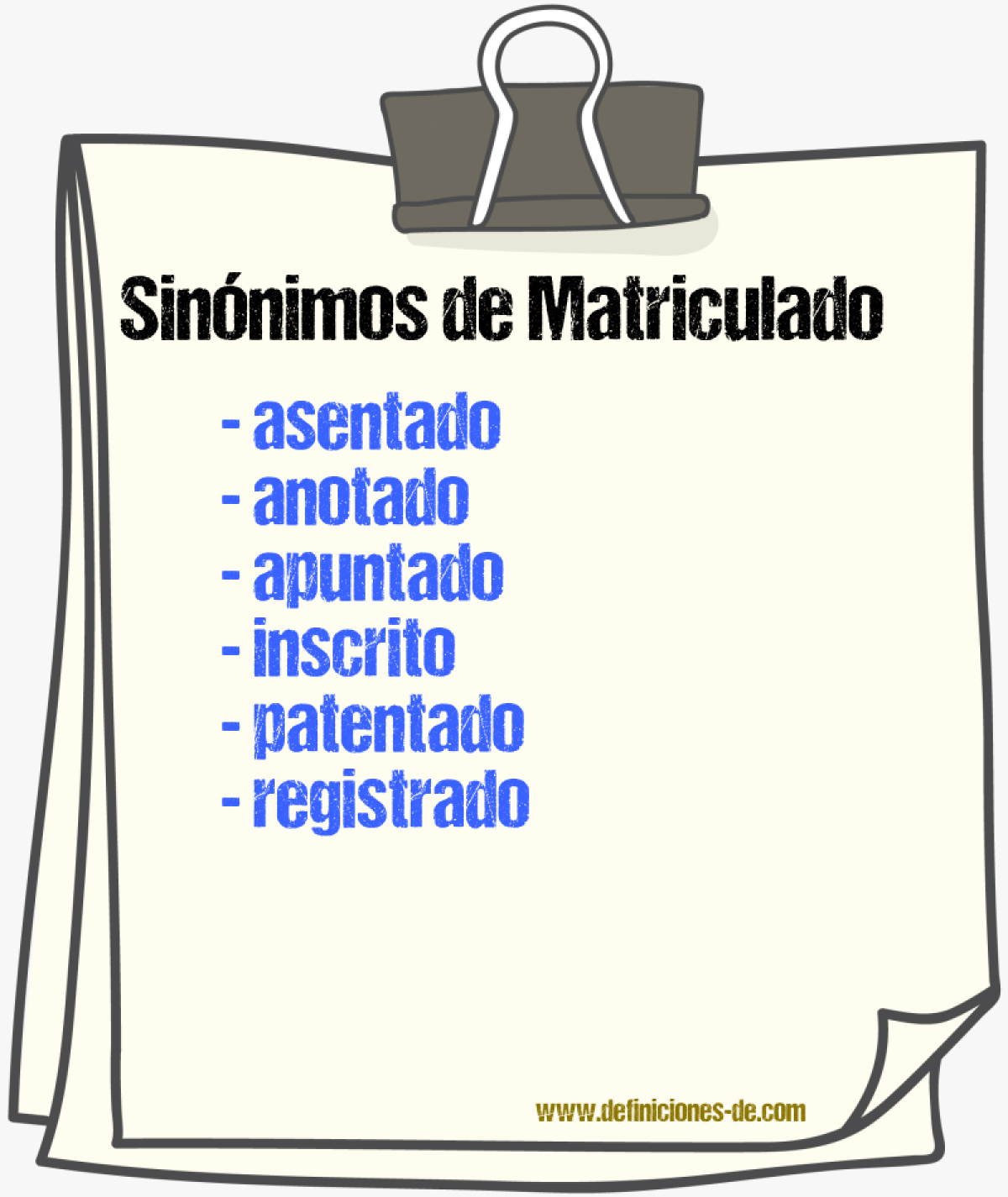 Sinnimos de matriculado