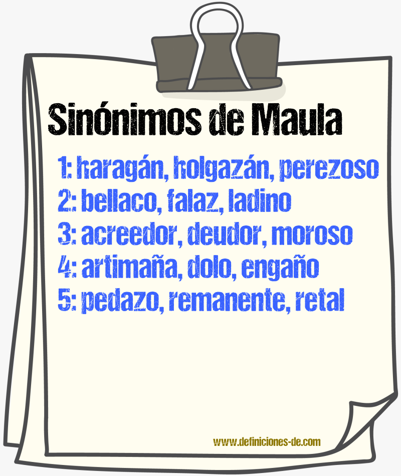 Sinnimos de maula