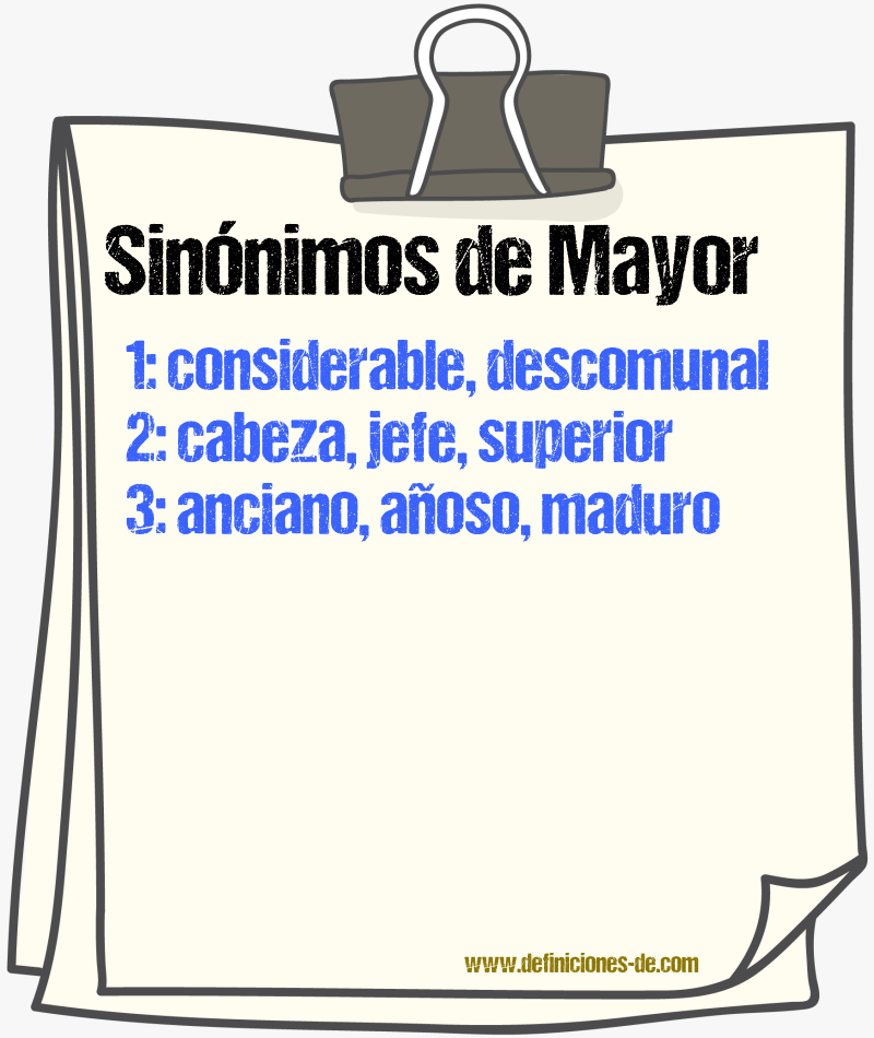 Sinnimos de mayor