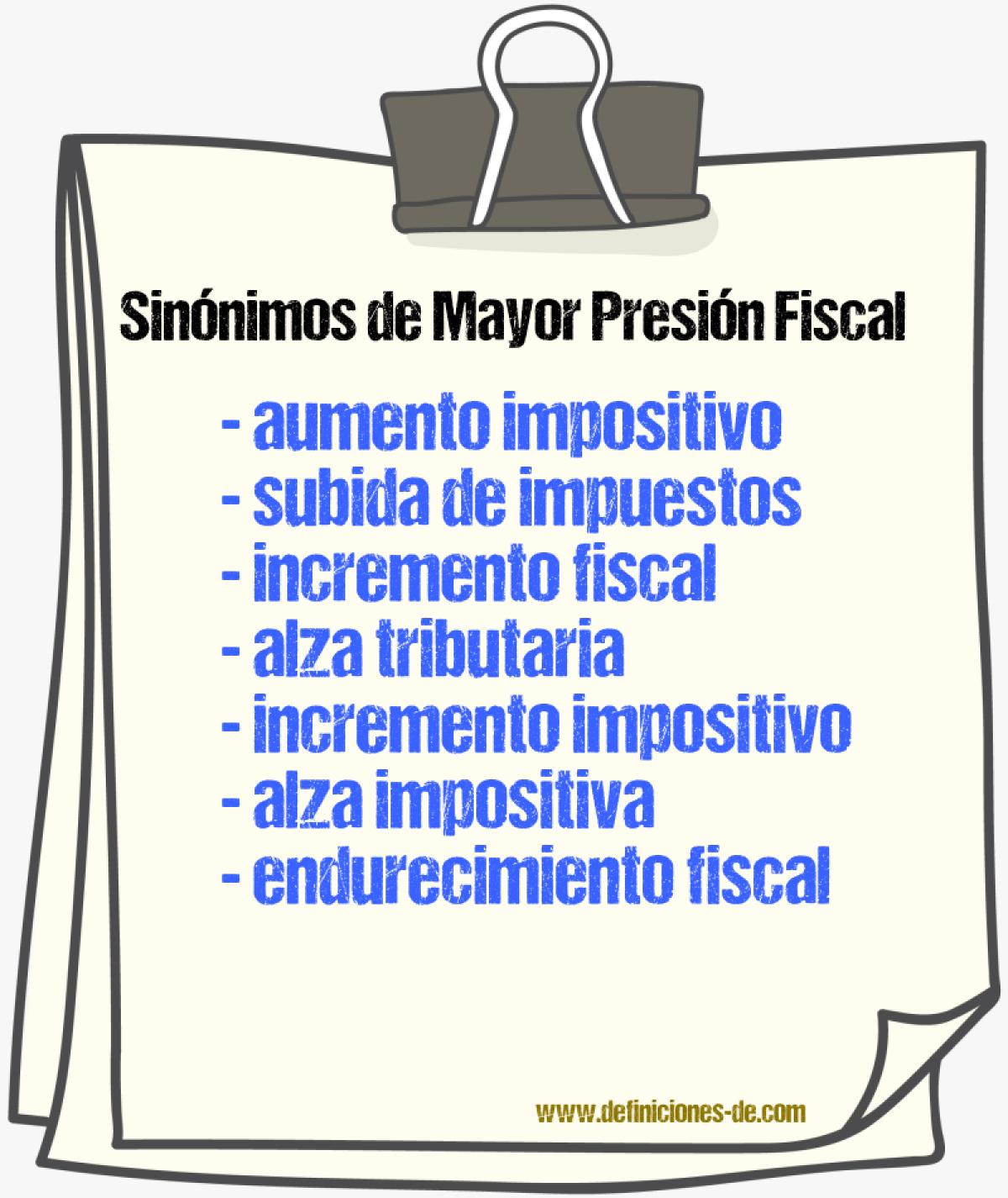 Sinónimos de mayor presión fiscal