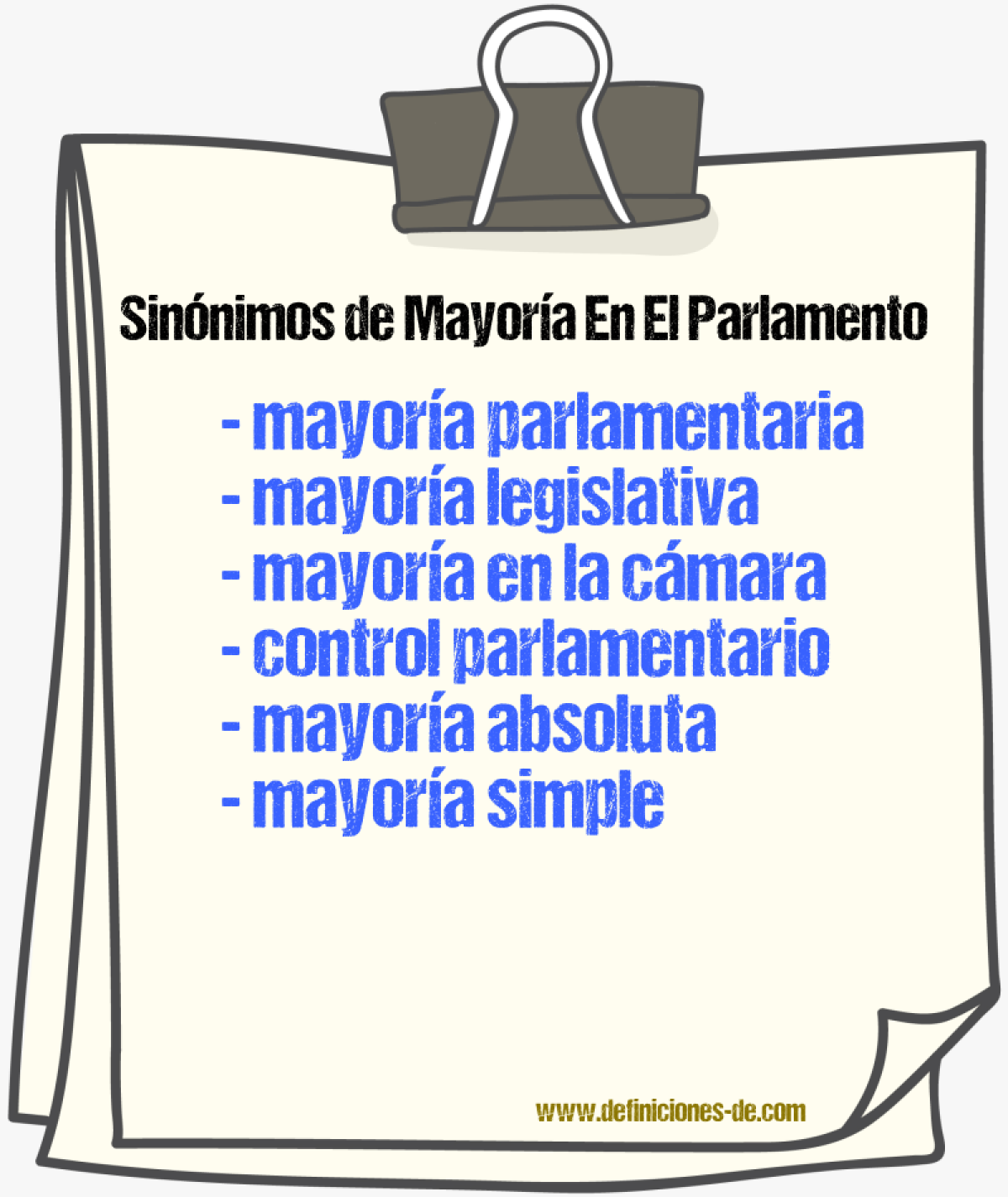 Sinónimos de mayoría en el parlamento