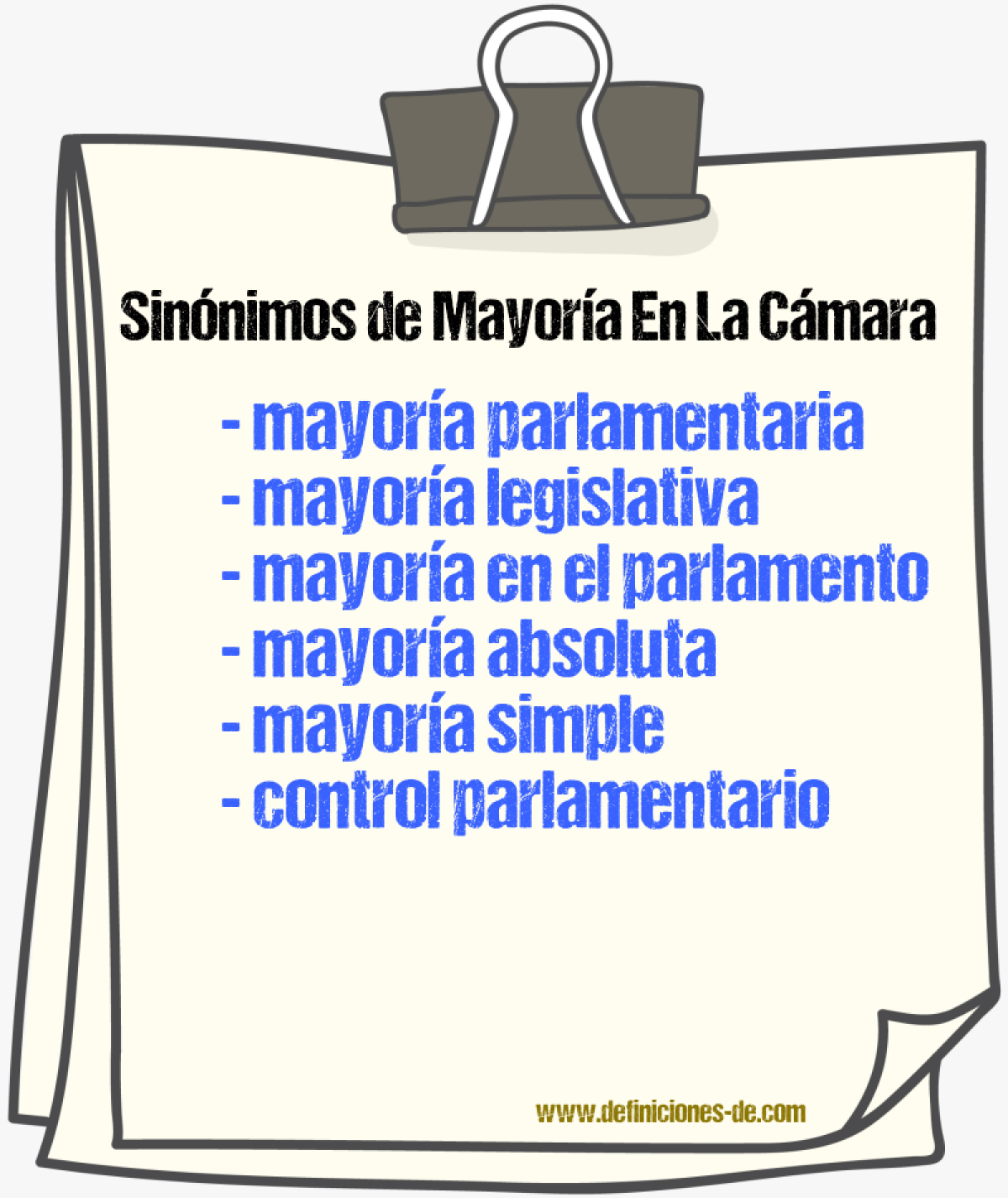 Sinónimos de mayoría en la cámara