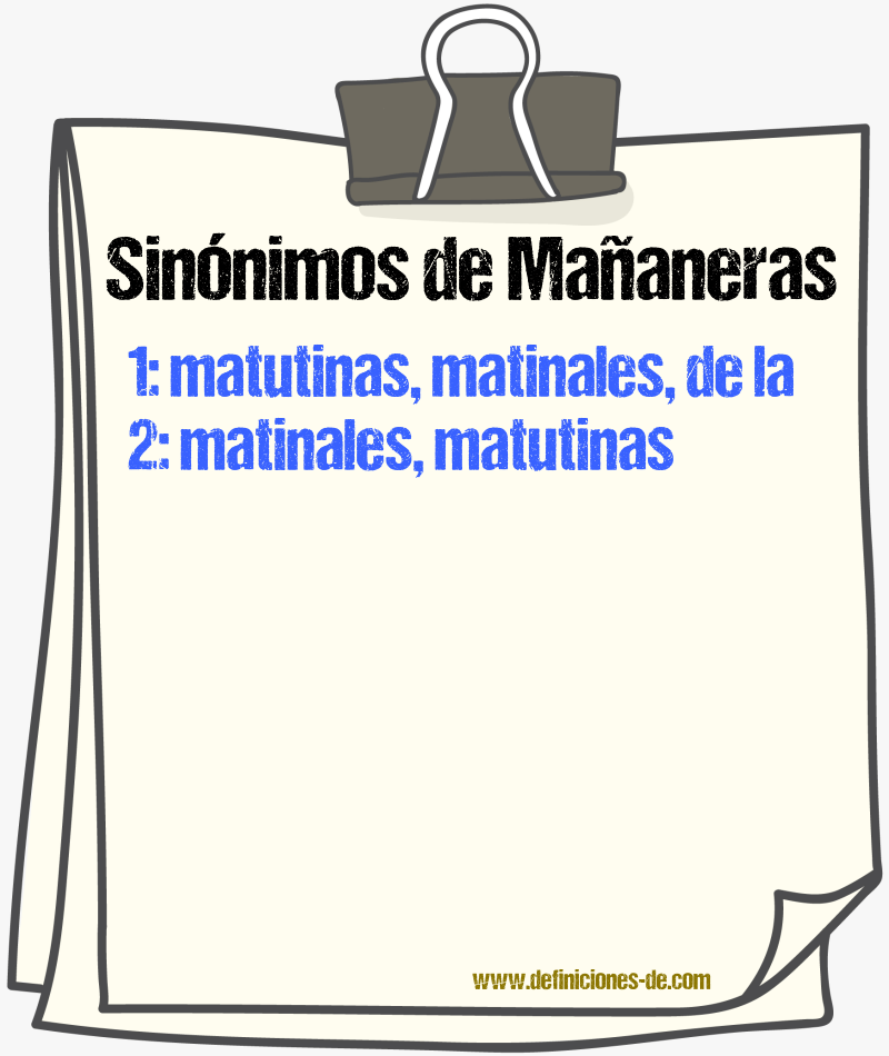 Sinónimos de mañaneras