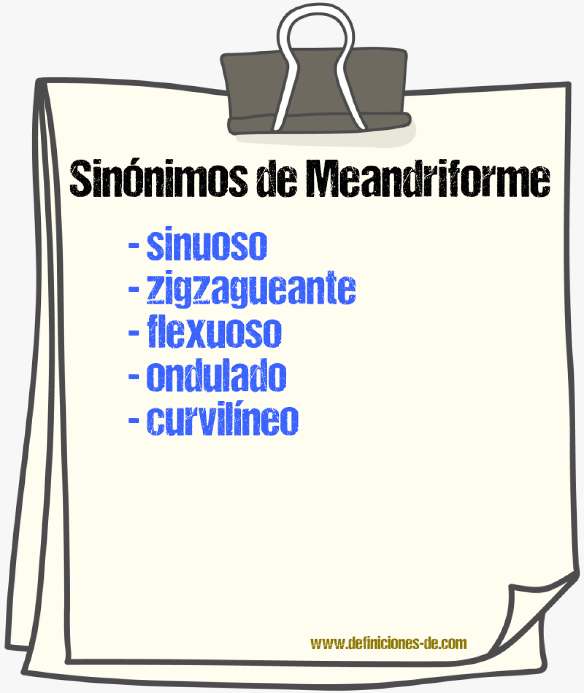 Sinónimos de meandriforme