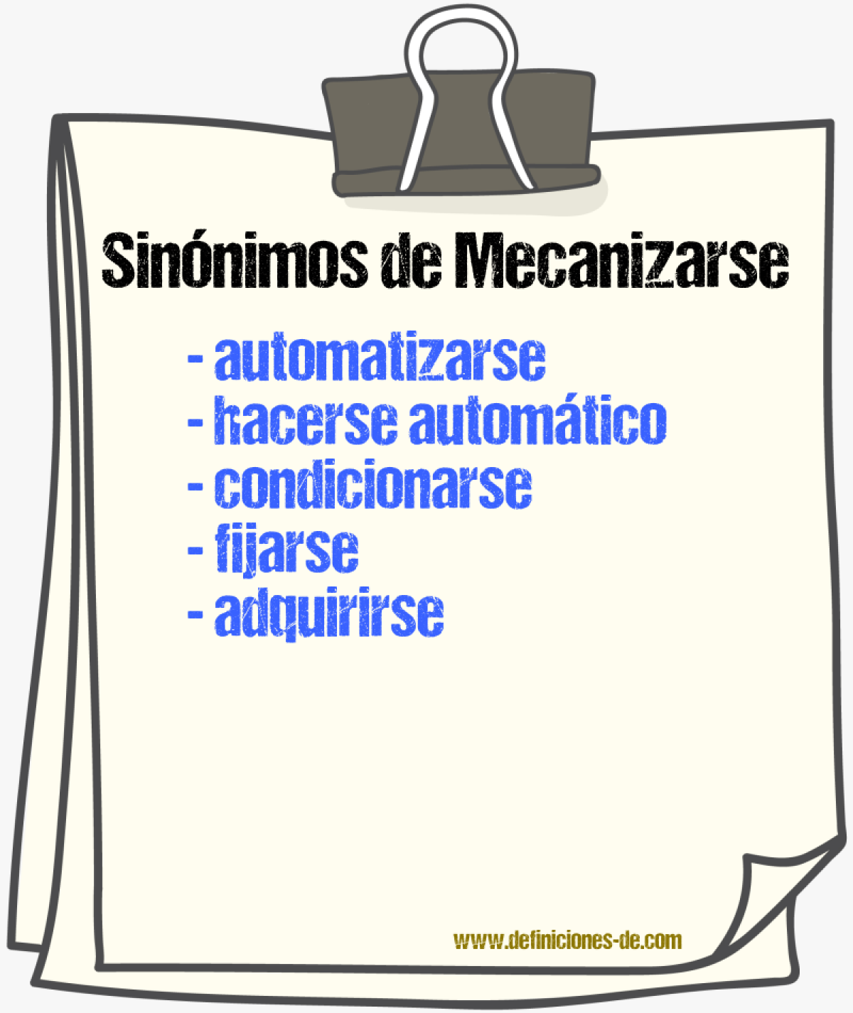 Sinónimos de mecanizarse