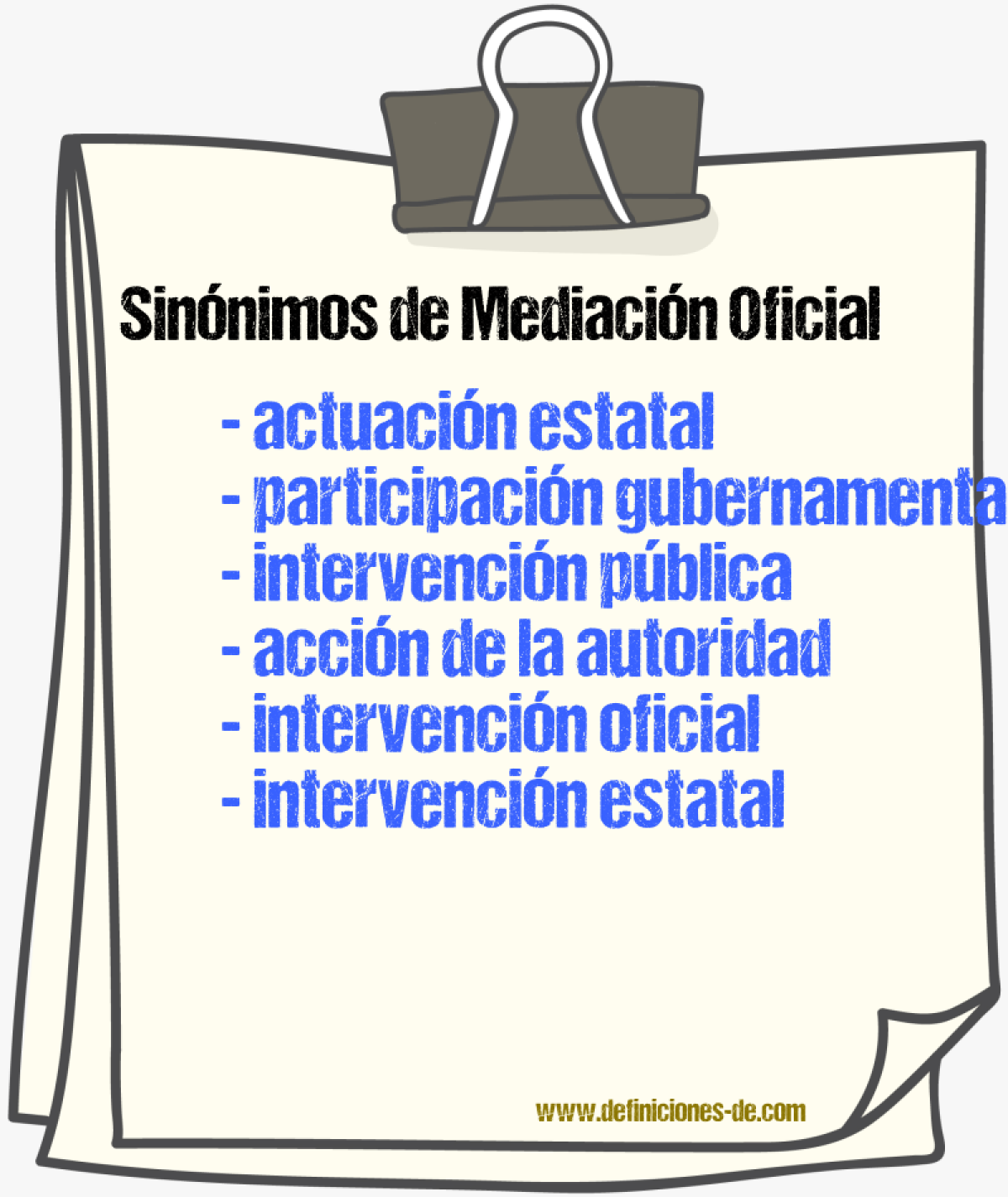 Sinónimos de mediación oficial