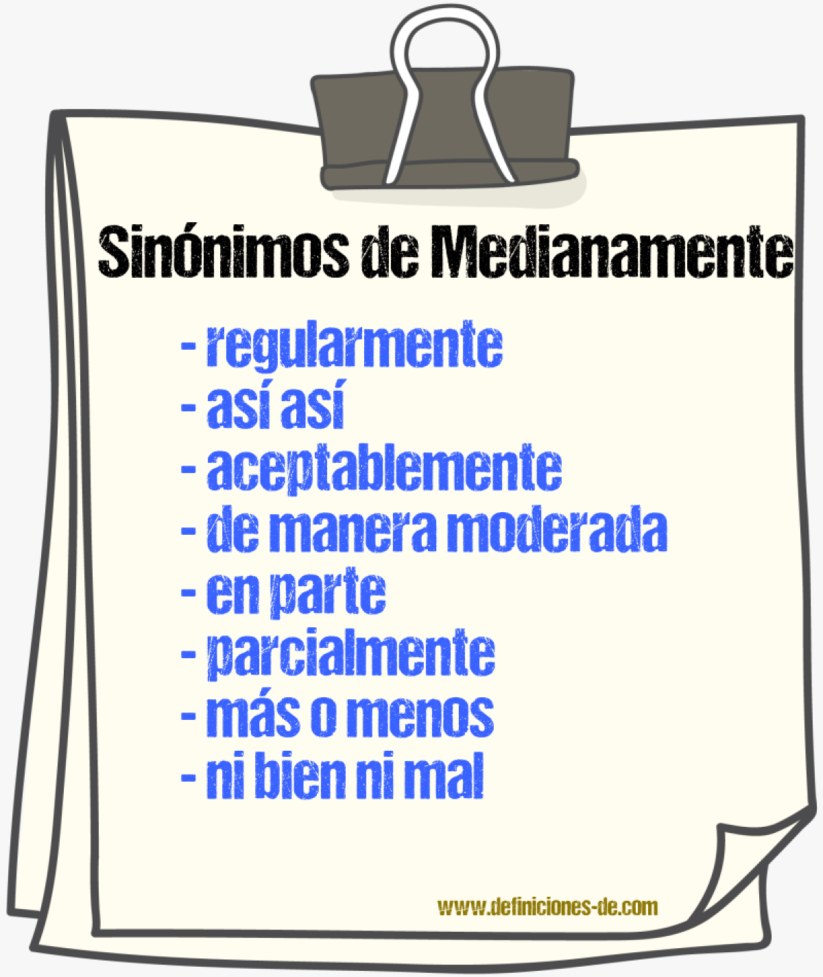 Sinónimos de medianamente