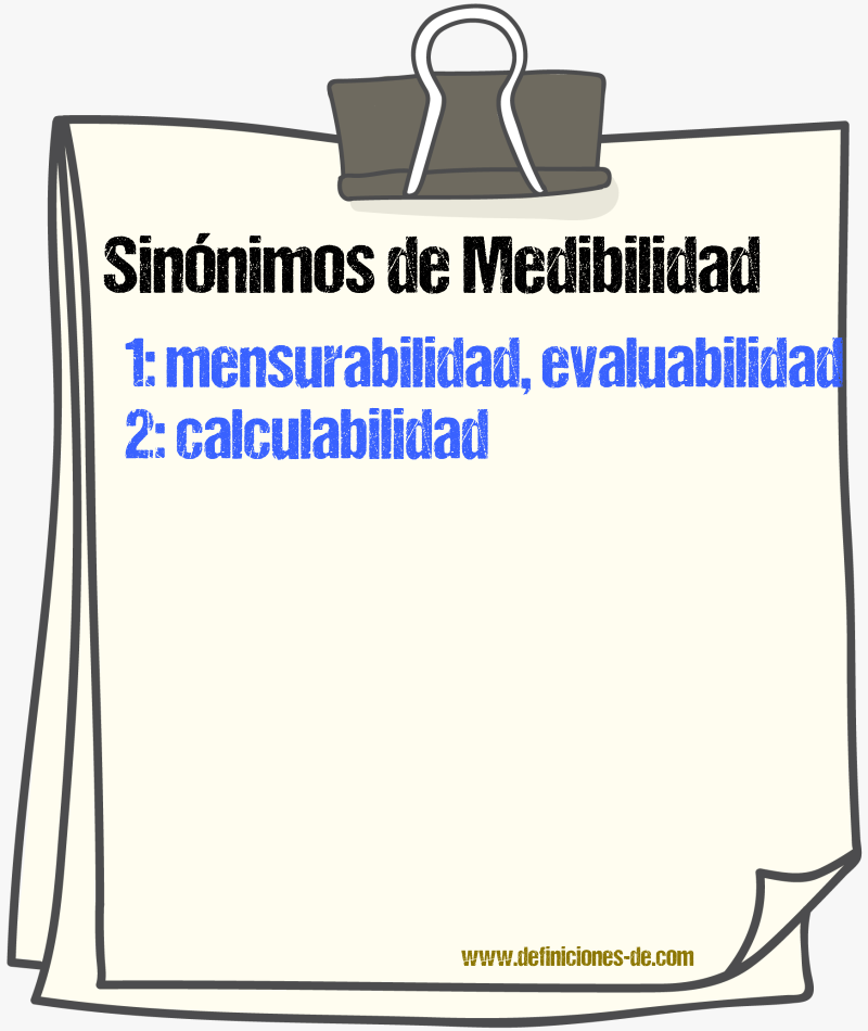 Sinónimos de medibilidad