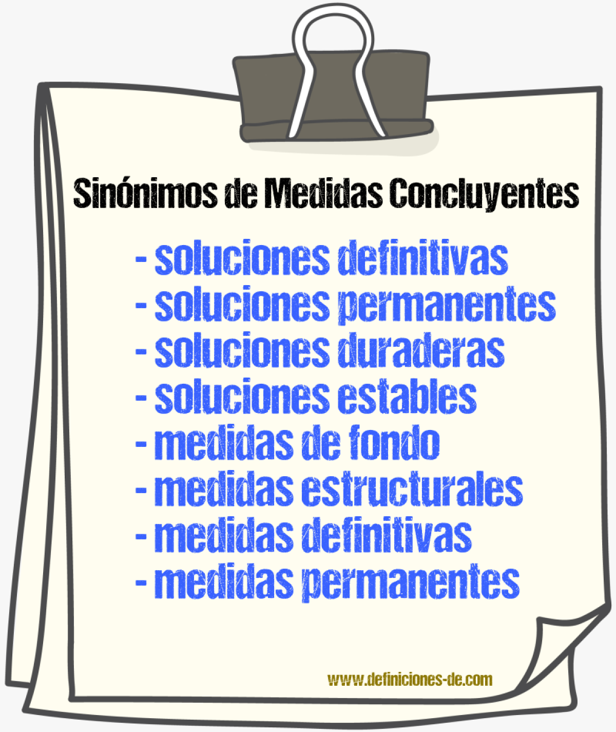 Sinónimos de medidas concluyentes