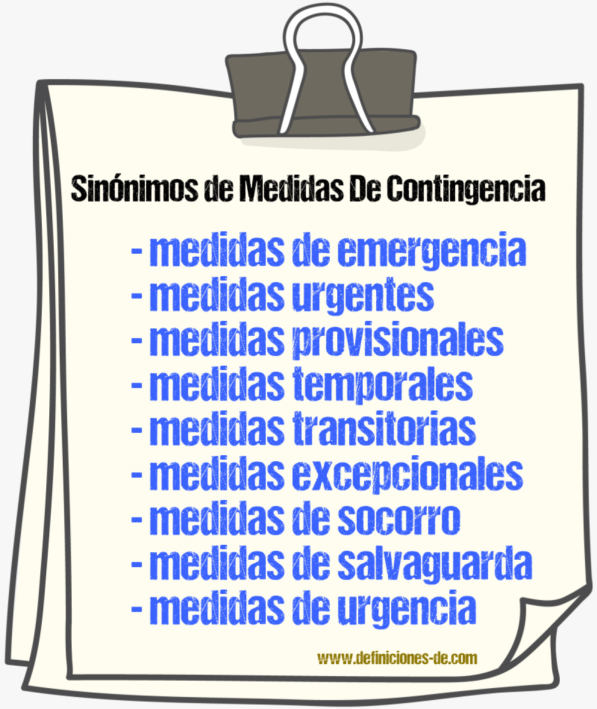 Sinónimos de medidas de contingencia