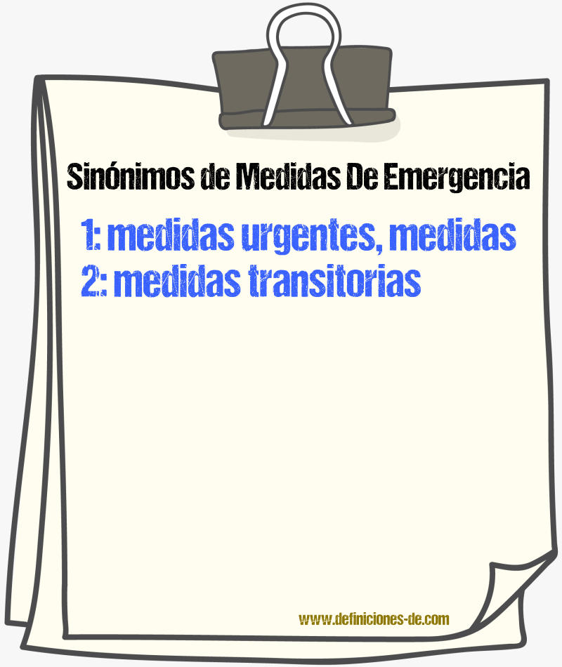 Sinónimos de medidas de emergencia