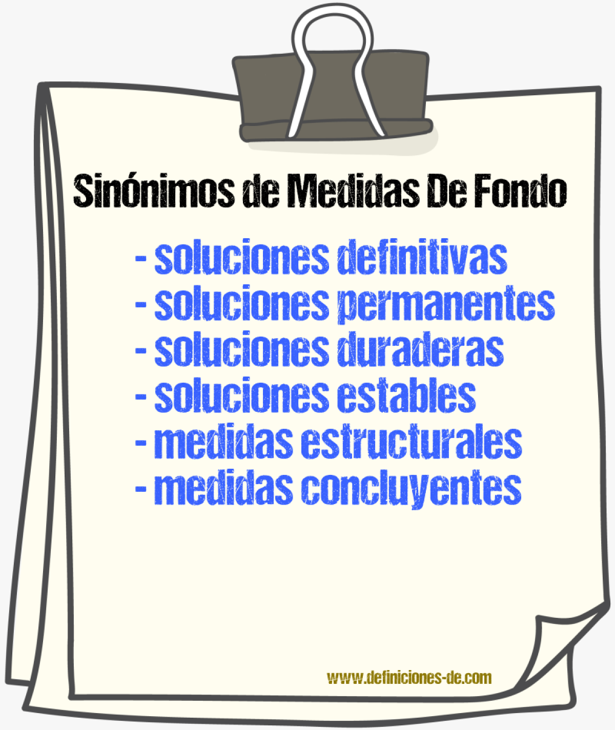 Sinónimos de medidas de fondo