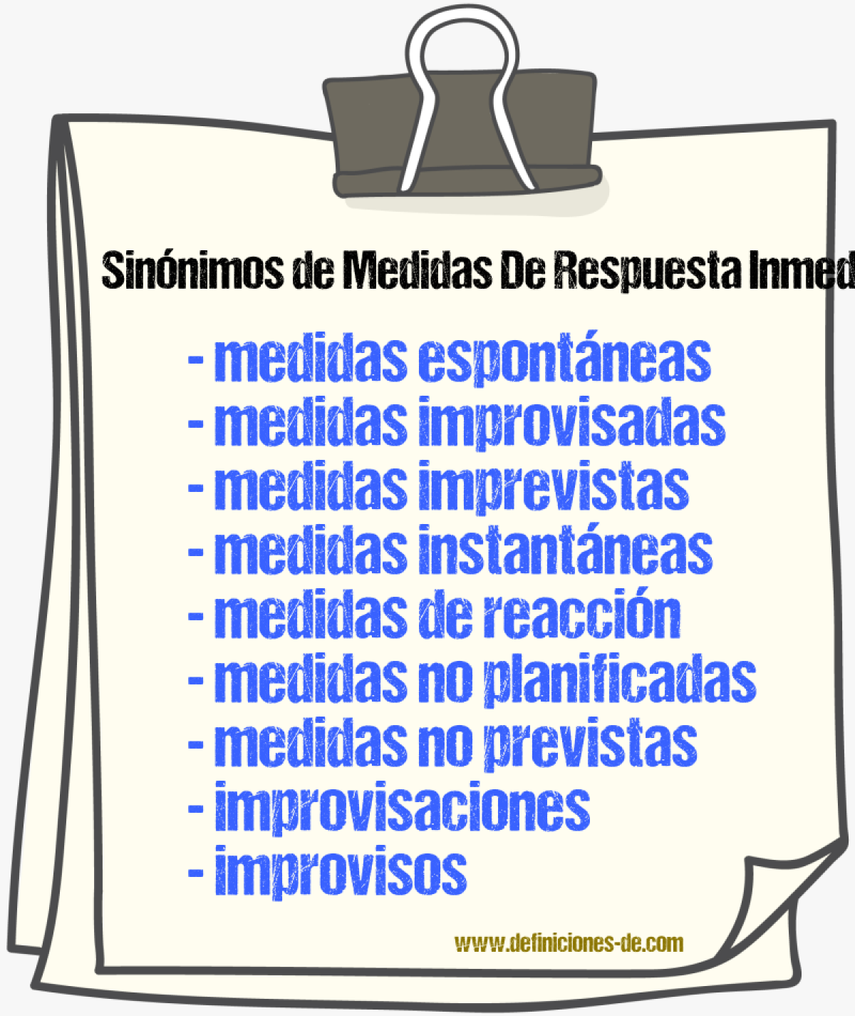 Sinónimos de medidas de respuesta inmediata