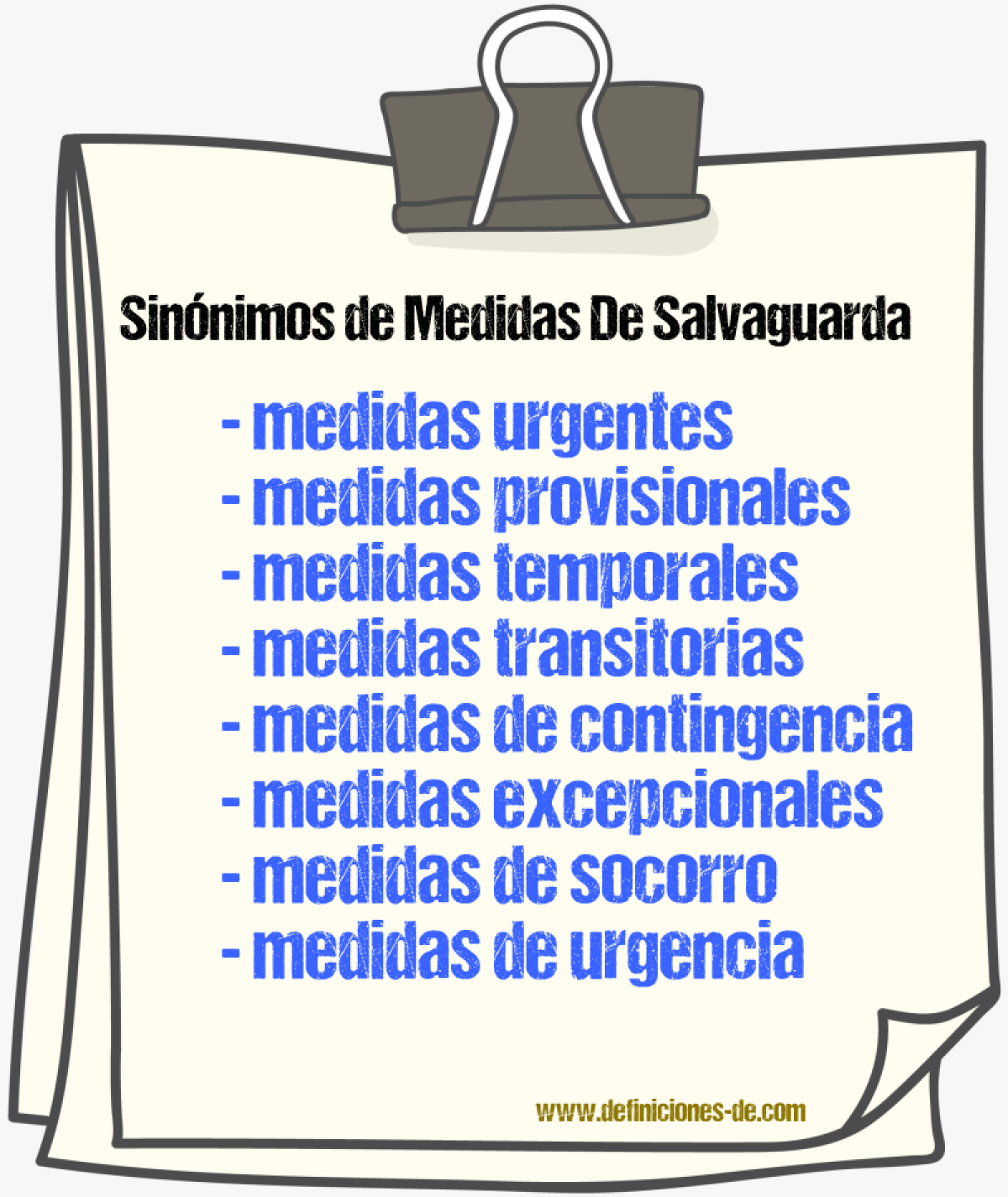 Sinónimos de medidas de salvaguarda