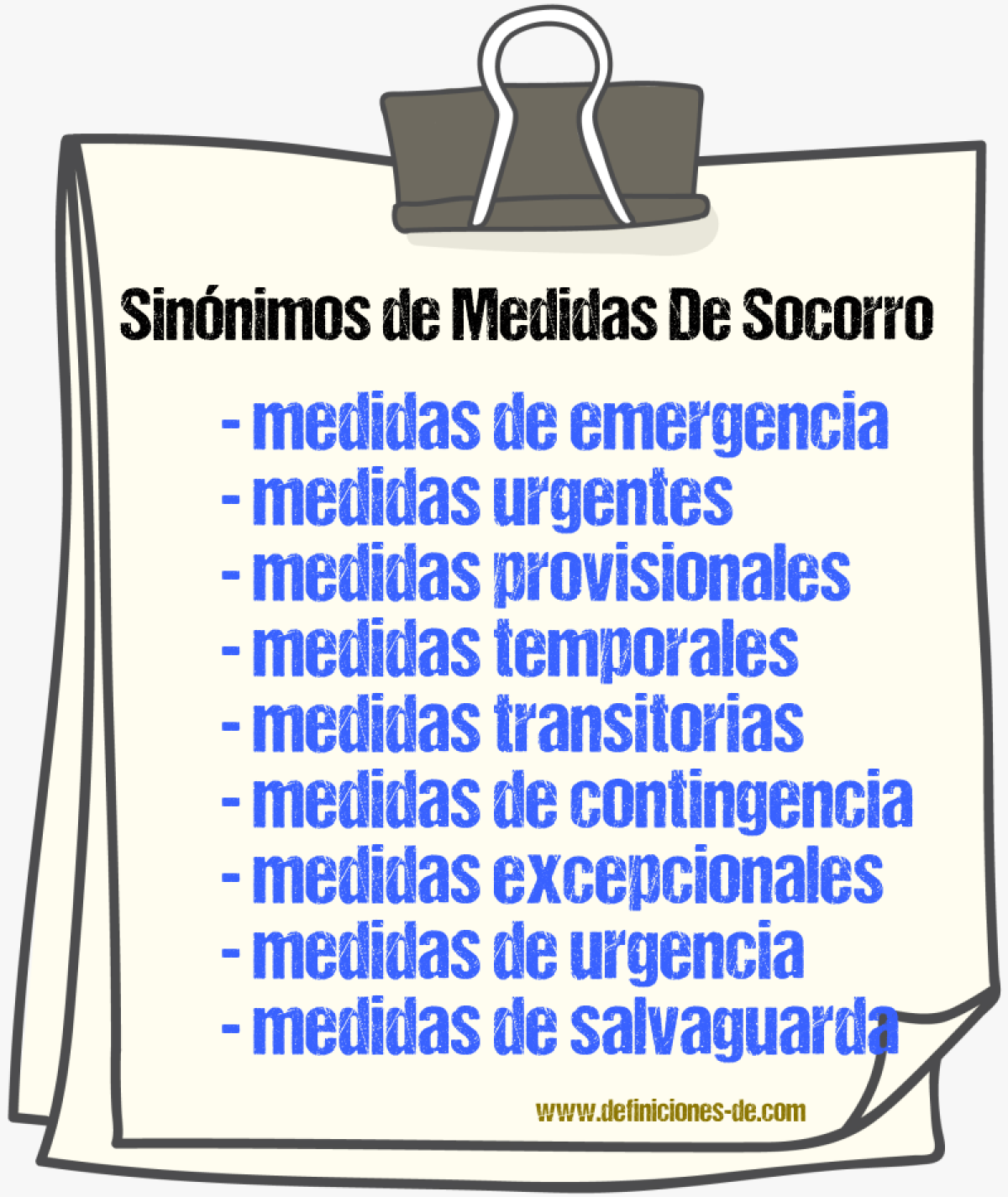 Sinónimos de medidas de socorro