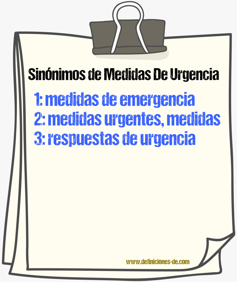 Sinónimos de medidas de urgencia