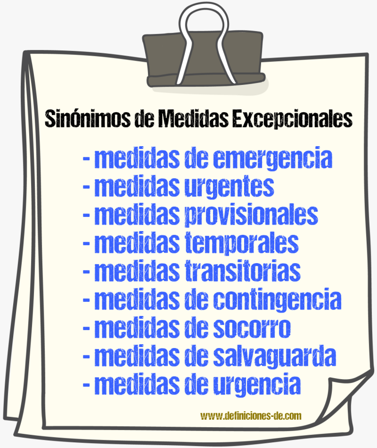 Sinónimos de medidas excepcionales