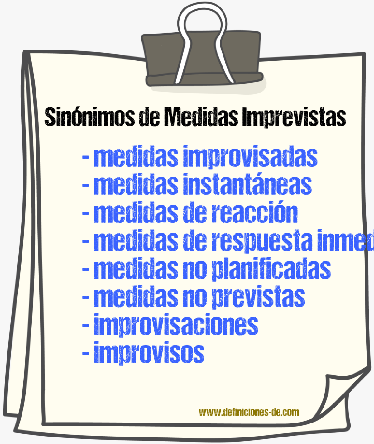 Sinónimos de medidas imprevistas