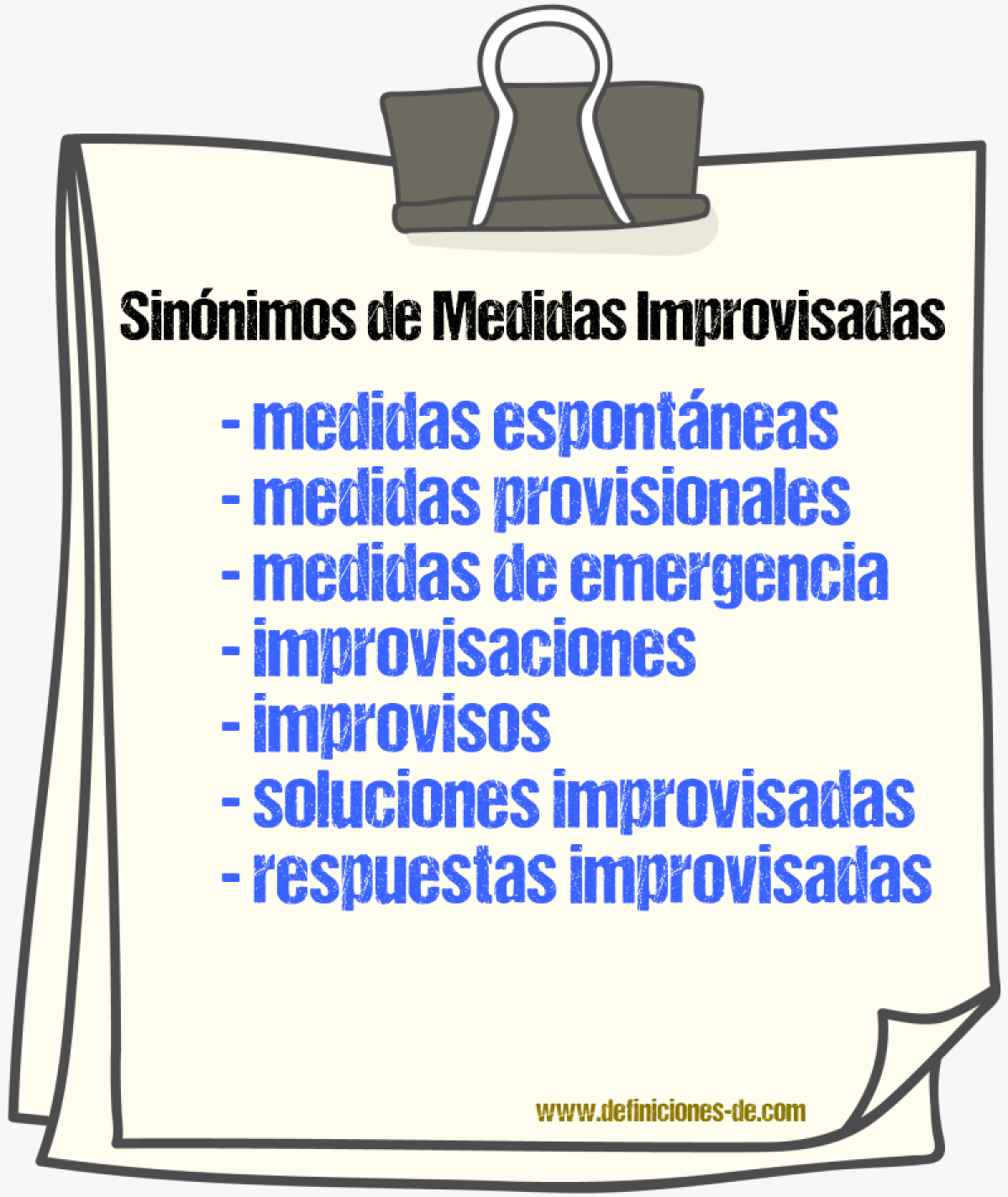 Sinónimos de medidas improvisadas