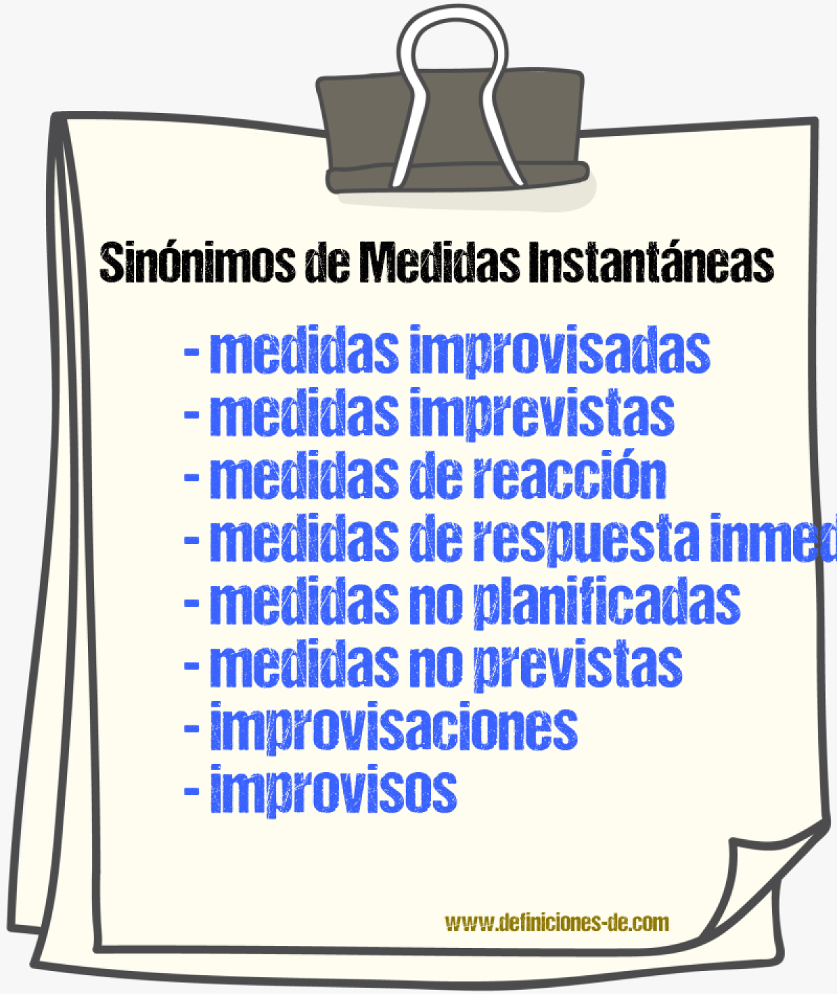 Sinónimos de medidas instantáneas