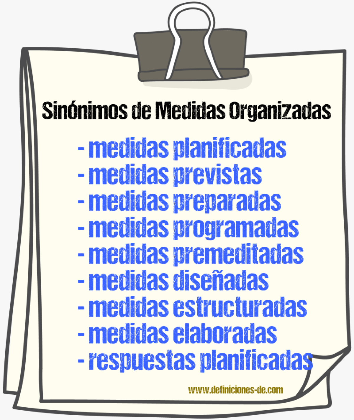 Sinónimos de medidas organizadas
