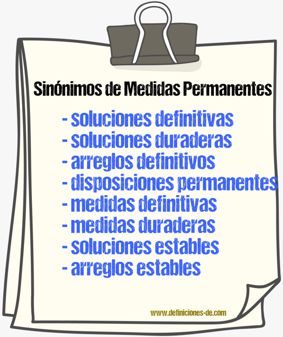 Sinónimos de medidas permanentes