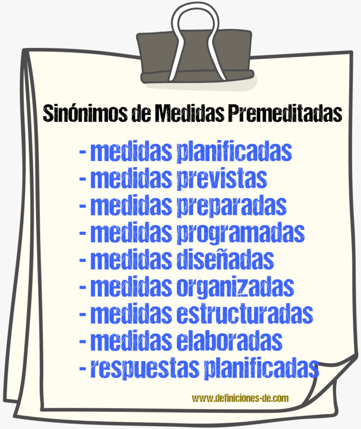 Sinónimos de medidas premeditadas