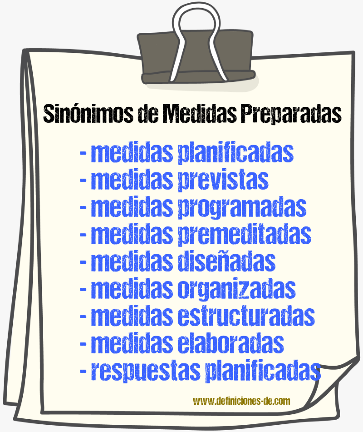 Sinónimos de medidas preparadas