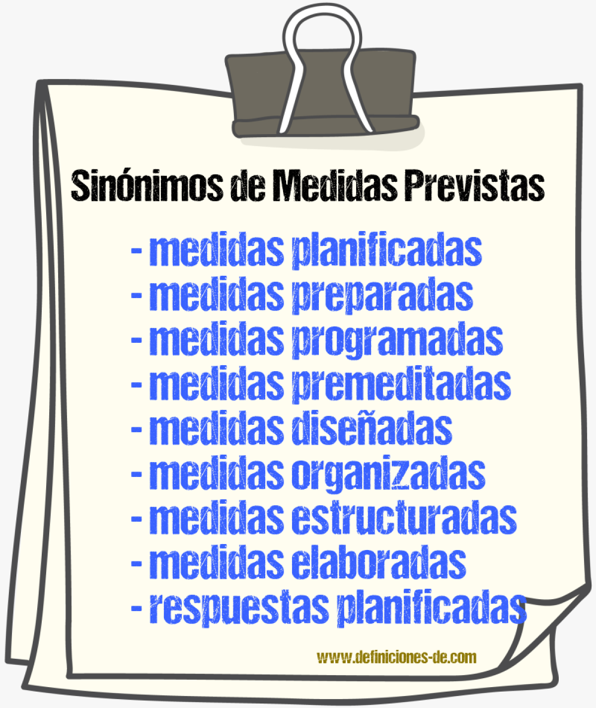 Sinónimos de medidas previstas